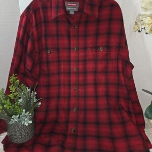 Craft Flannel Tech Red and Black Plaid Casual Shirt, Size L
